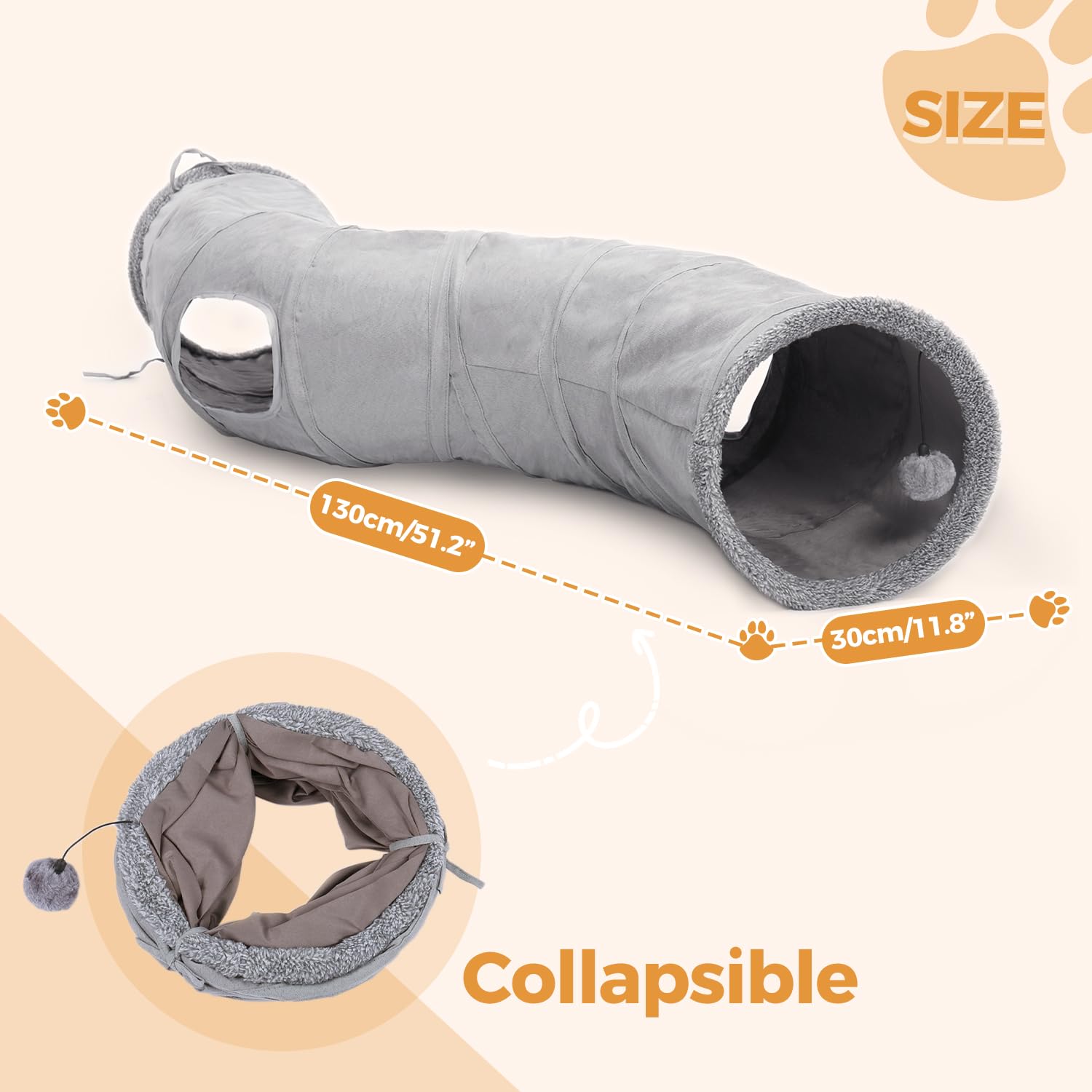 PAWZ Road tunnel chat faux poil doux montre confort et attraction tactile.