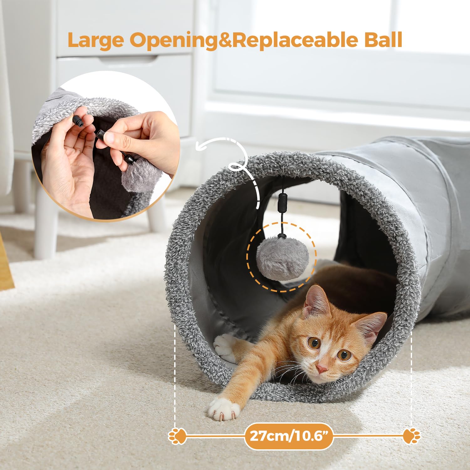 PAWZ Road tunnel chat ouvertures-regard facilite l'observation par le chat.