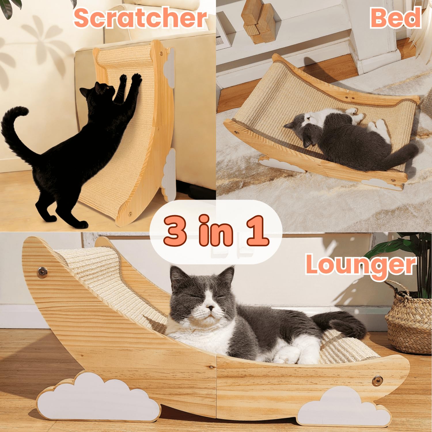 Pawzentic poteaux à gratter sisal, stabilité lors du jeu.