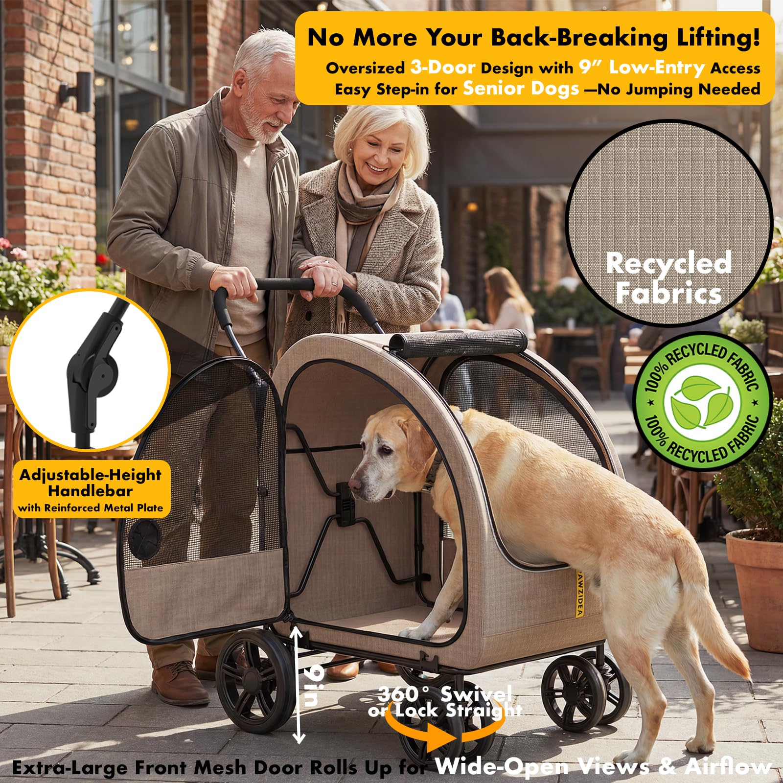 PAWZIDEA Accès latéraux faciles pour nourrir sans sortir le chien