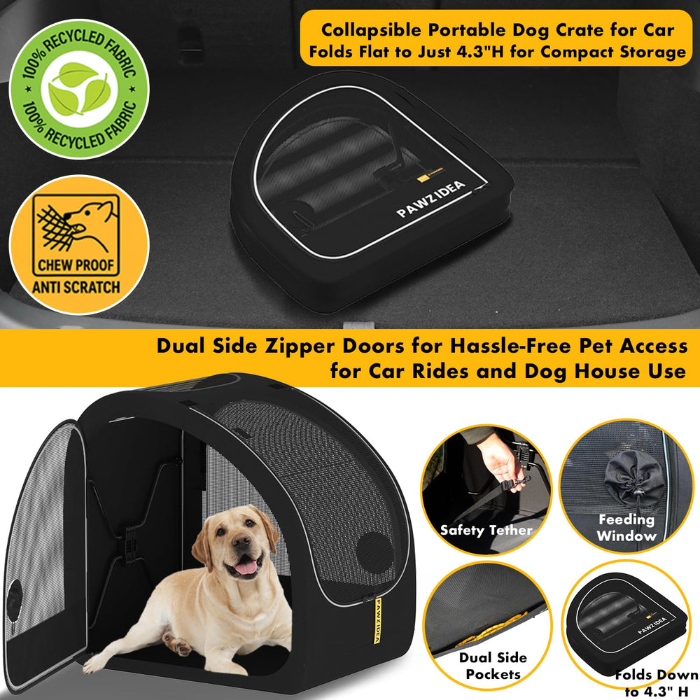 PAWZIDEA cage transport chien coussin amovible, nettoyage facilité et confort spatial.