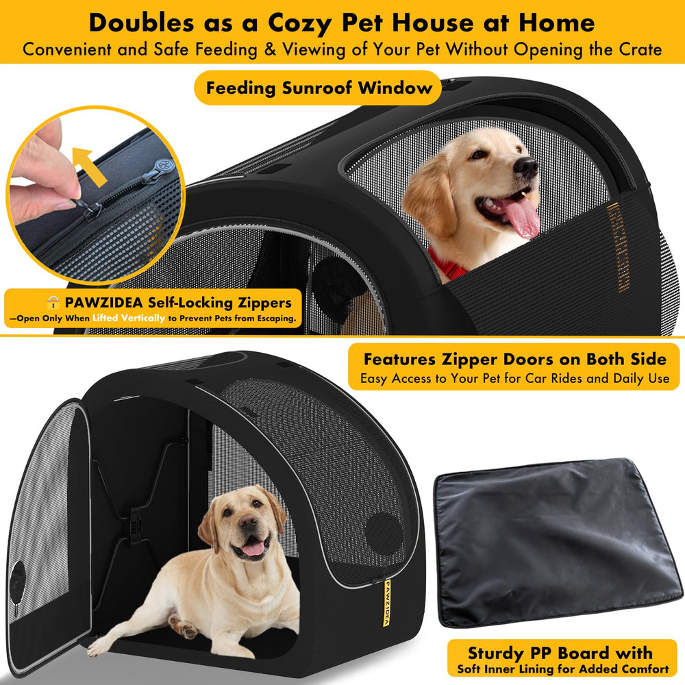 PAWZIDEA cage transport chien fermetures sécurisées, évite les évasions pendant le trajet.