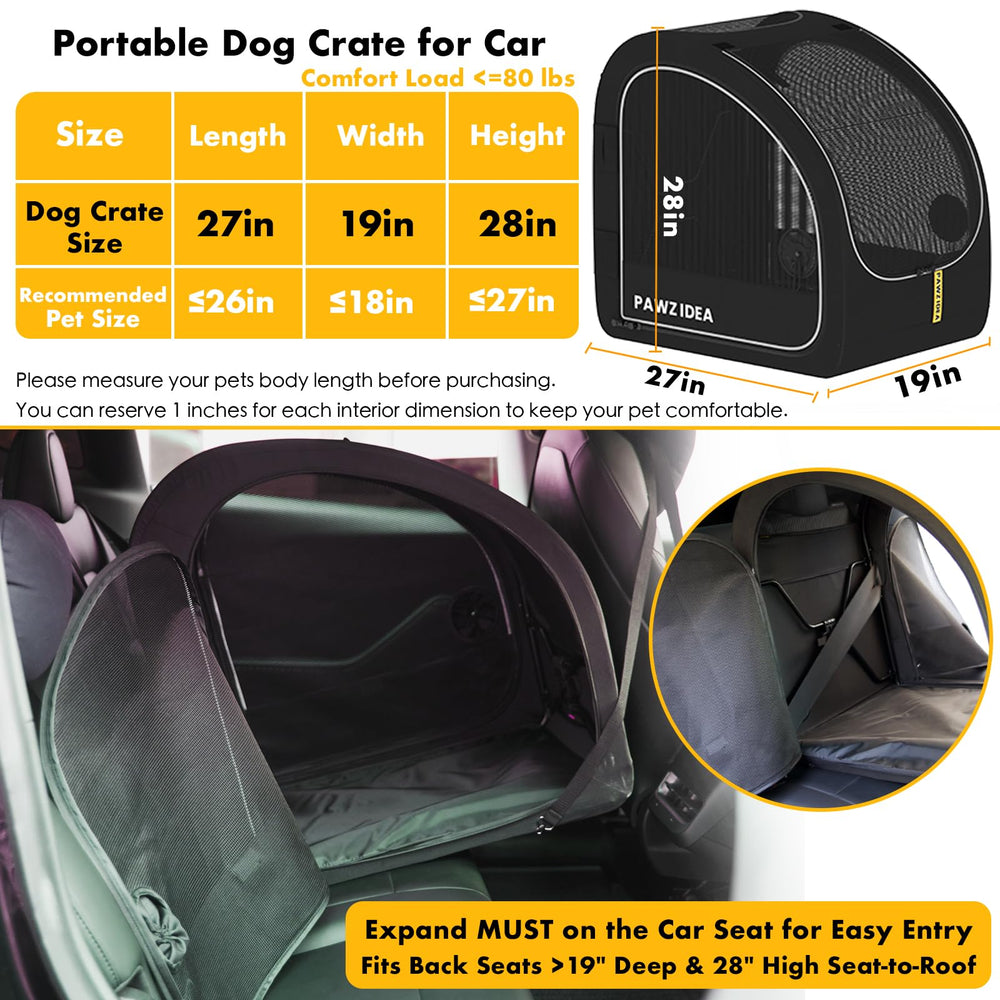 PAWZIDEA cage de transport chien porte latérale droite, accès facilité pour nourrir votre chien.