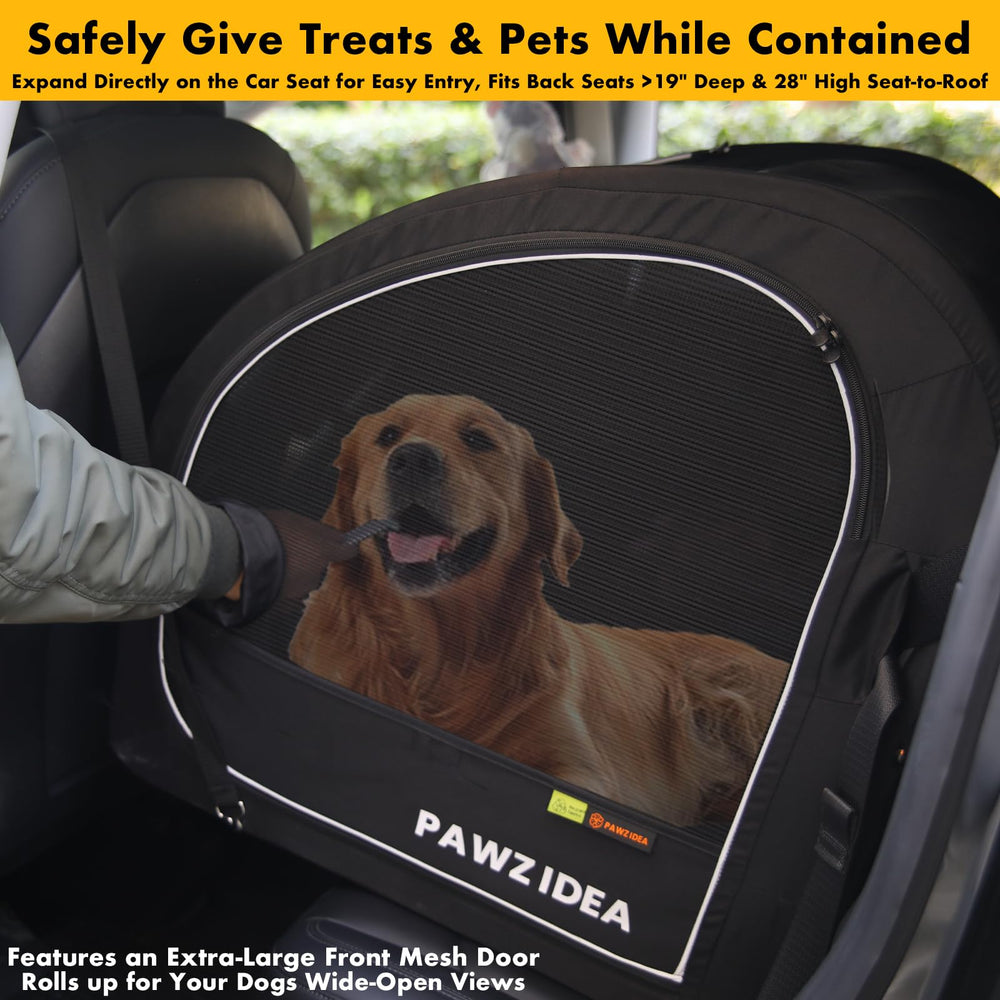 PAWZIDEA cage de transport chien porte latérale gauche, entrée aisée en voiture.