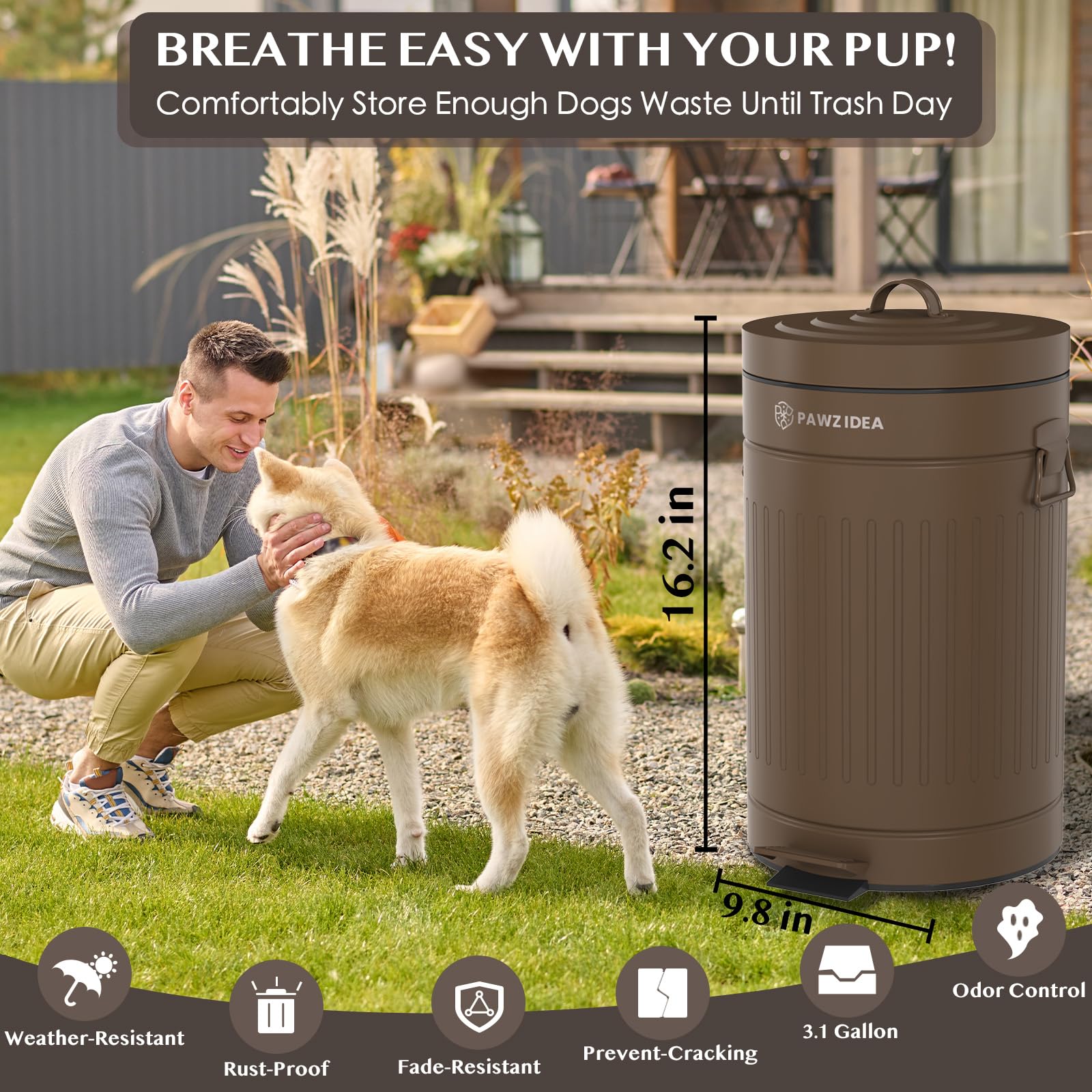 PAWZIDEA plastique intérieur inodore et sans BPA, sécurité pour les déchets.