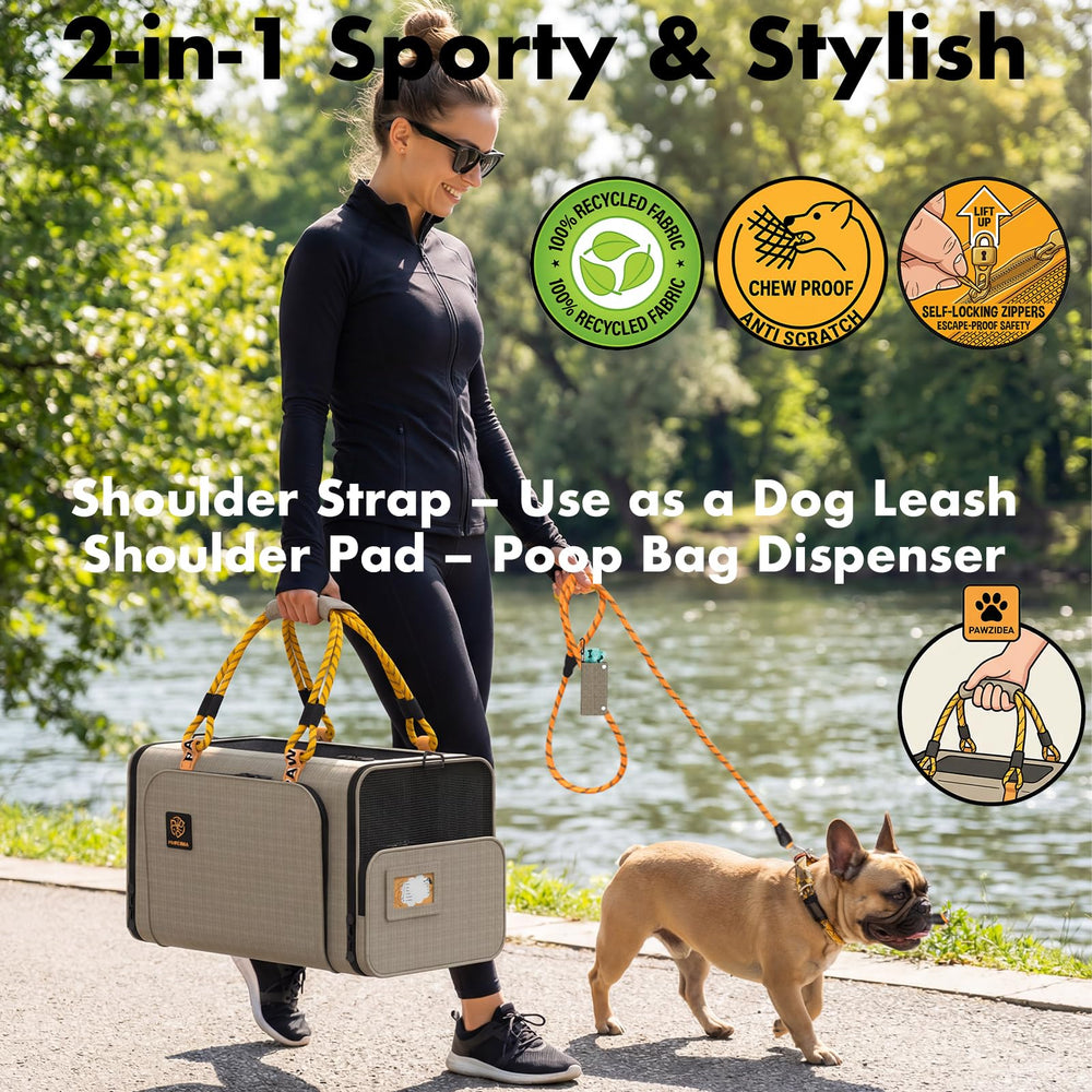 Pawzidea porte-animal extensible droit, accès rapide et sécurisé.