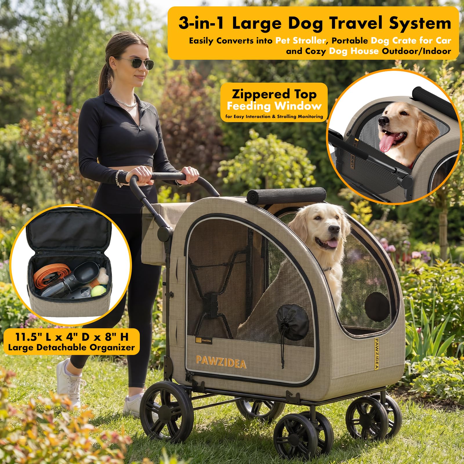 PAWZIDEA Porte avant en maille ouverte offre vue dégagée lors des promenades