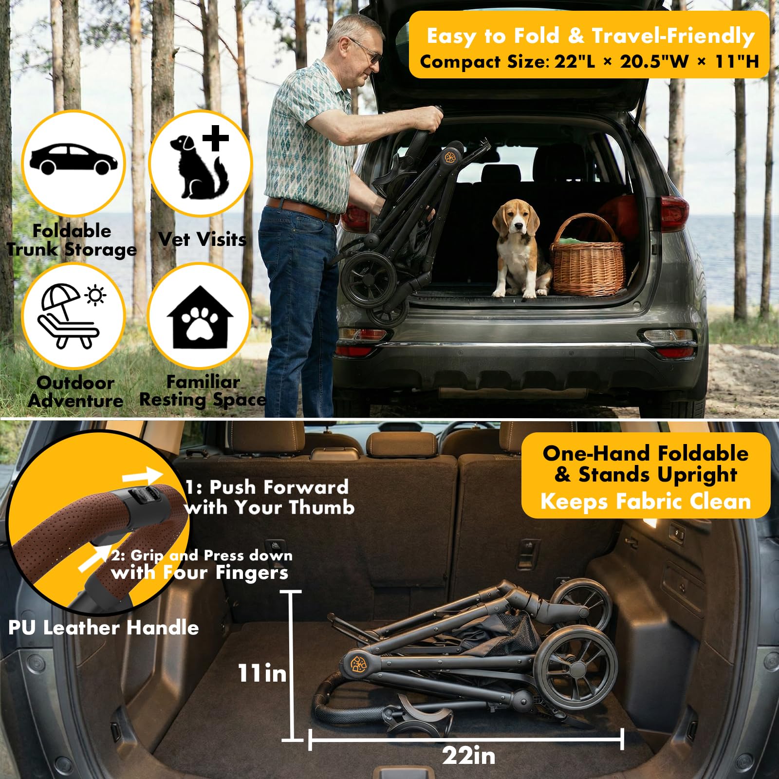 Porte-petit animal amovible PAWZIDEA pratique en voyage.