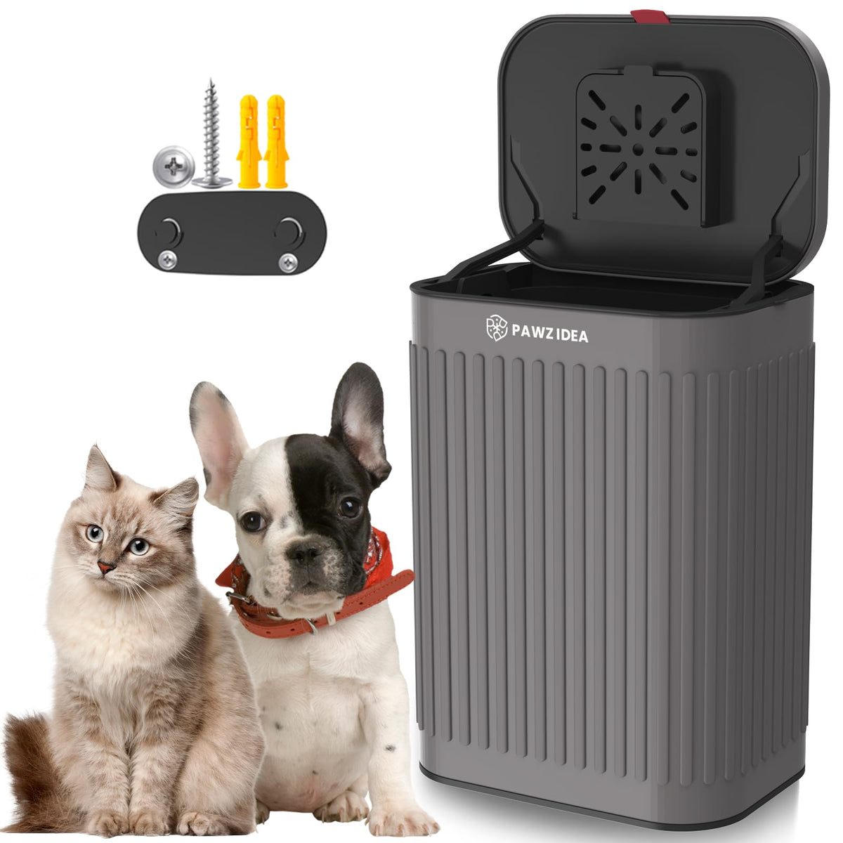 Pawzidea Poubelle murale déjections chien 2,1 gal, pratique et compacte.