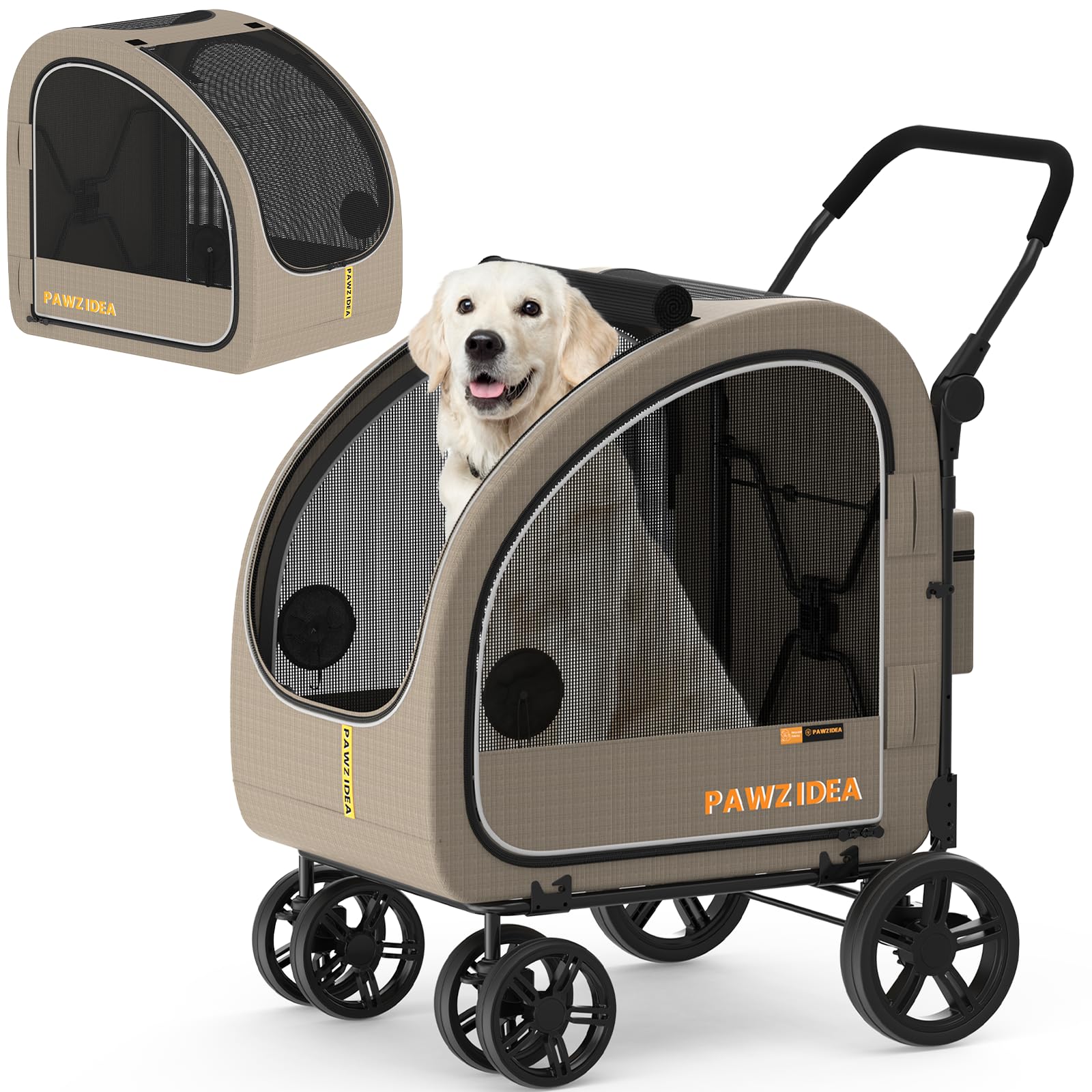 PAWZIDEA Poussette chien terrain grande pour balades et voyages