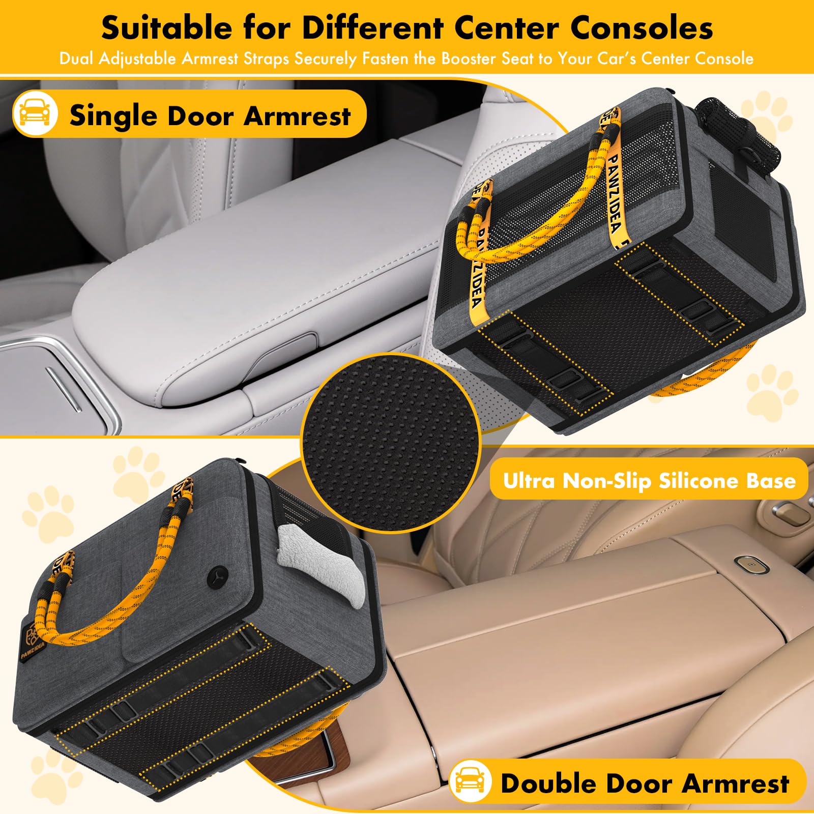 PAWZIDEA sangles sécurité: attaches ajustables et base anti-glisse pour une installation fiable.