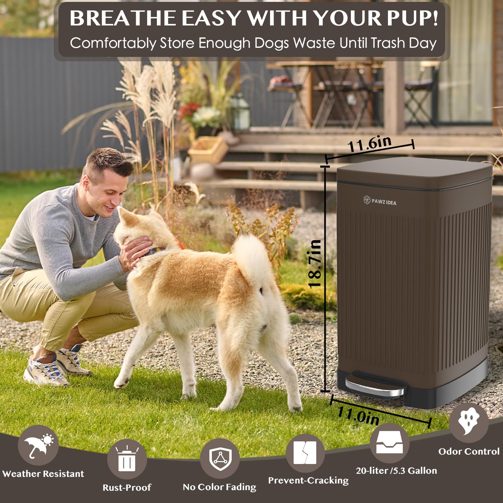 PAWZIDEA Seau intérieur amovible, nettoyage et vidage faciles.