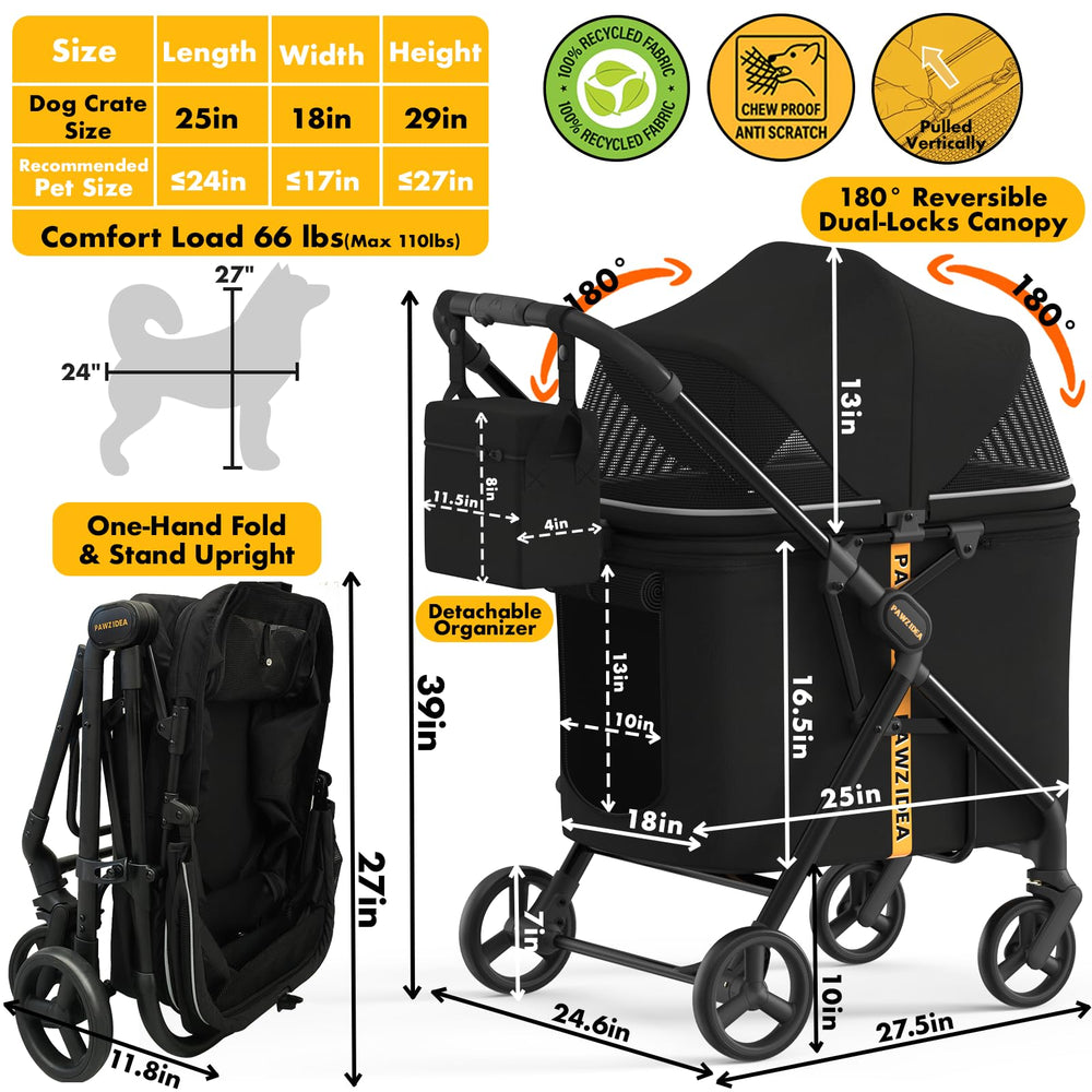 PAWZIDEA toit réversible 180 deg pour protection et vue panoramique