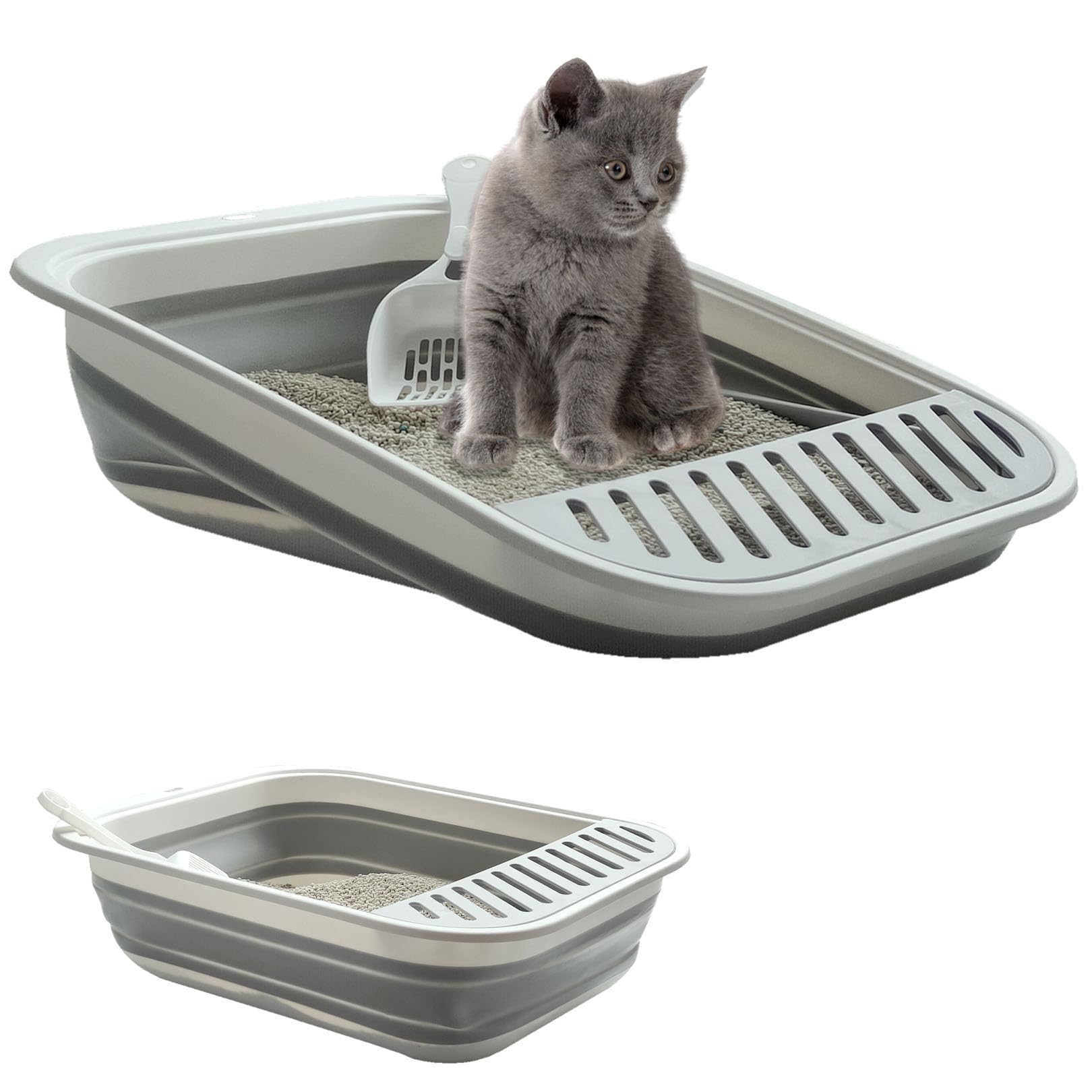 Paxlkuao bac-litiere-chaton-pliable, pratique pour rangement et voyage.