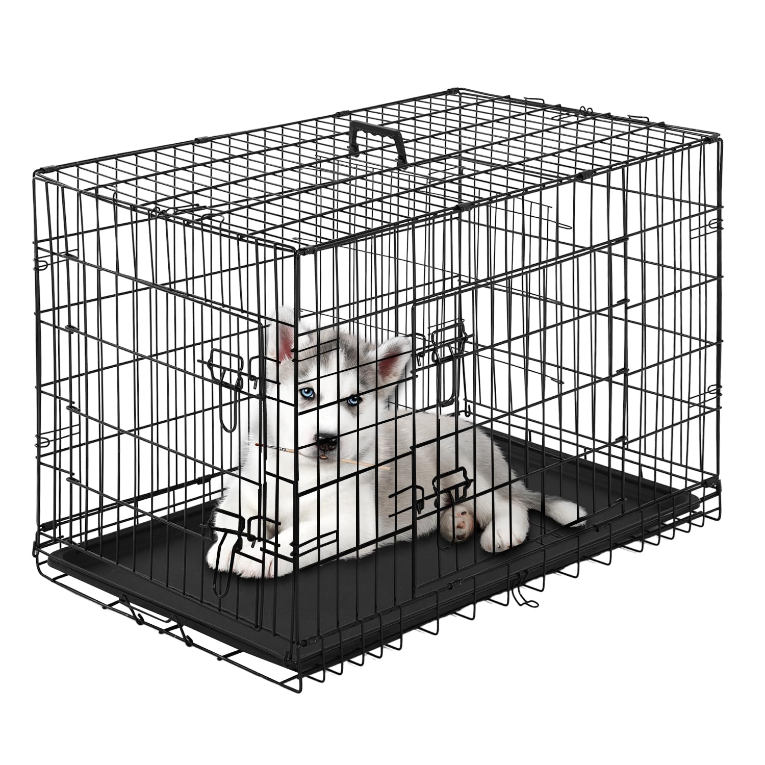 PayLessHere cage-chien 24-pouces, portes doubles, pratique pour le voyage et le quotidien.
