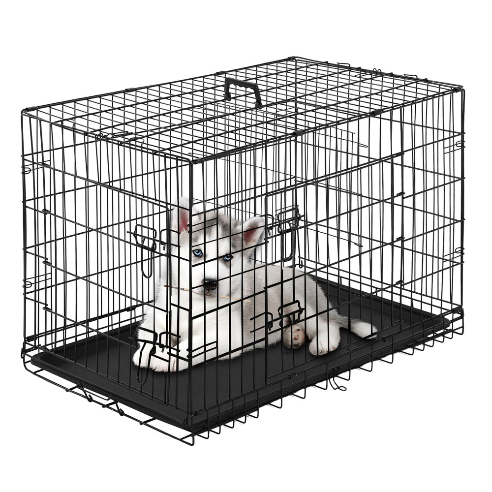 PayLessHere cage-chien 24-pouces, portes doubles, pratique pour le voyage et le quotidien.