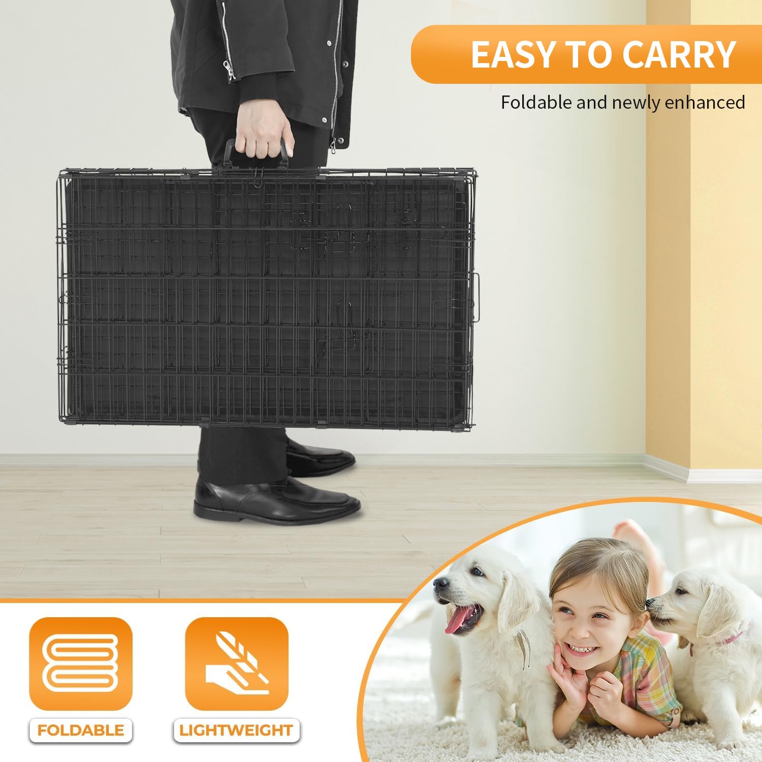 PayLessHere cage chien avec poignée intégrée, déplacement pratique et sans effort.