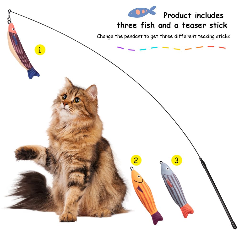 PAZ'S GIFT Cat Wand Toys ensemble-trois-piece — pack pratique pour varier les jeux.