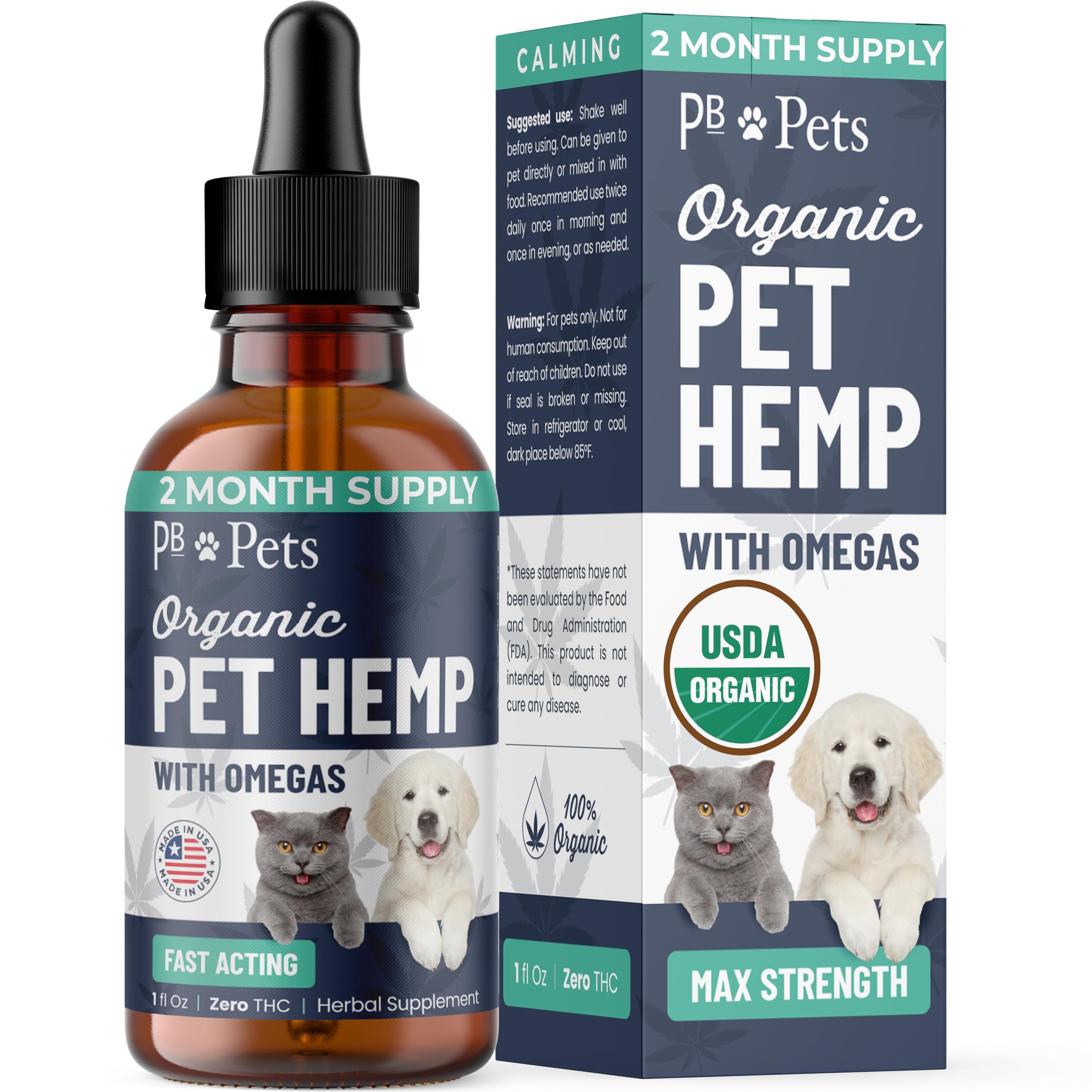 PB Pets huile de chanvre – flacon gouttes pour chiens et chats