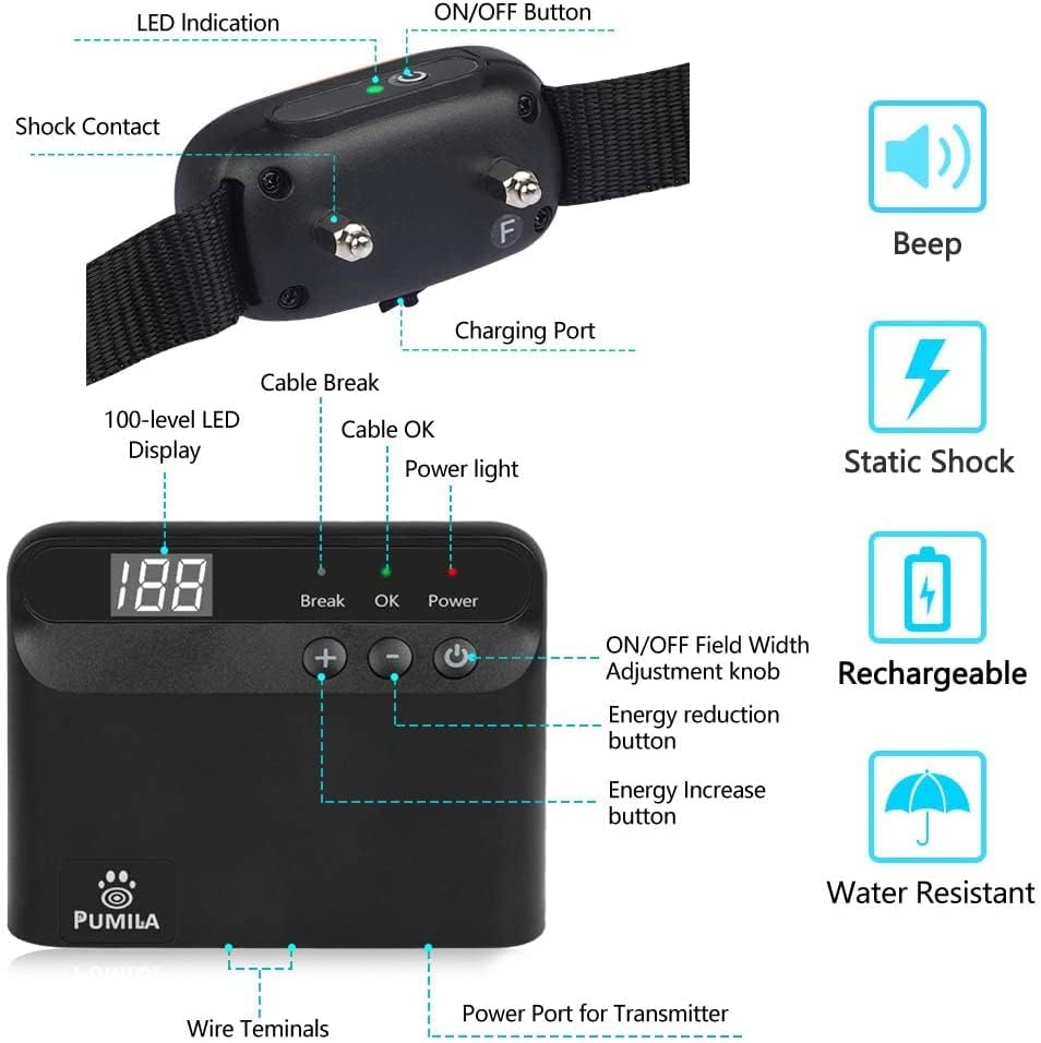 PcEoTllar collier imperméable rechargeable: prêt pour pluie et baignade.