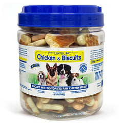 Friandises PCI: biscuits au poulet enrobés de poitrine, récompense protéinée pour chien.