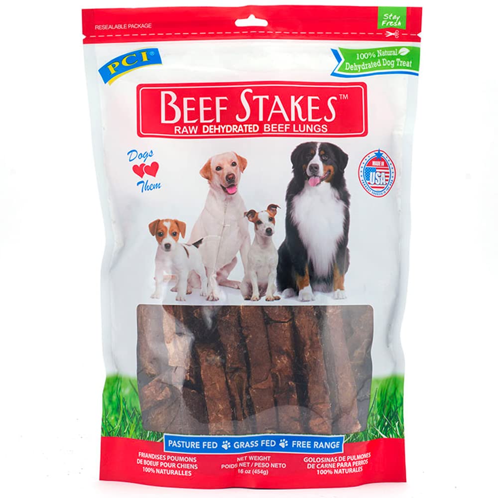 PCI poumons de boeuf déshydratés, sachet 1 livre, naturelle pour chien.