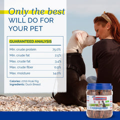 PCI Quackers: friandises sans additifs ni conservateurs pour chiens sensibles.