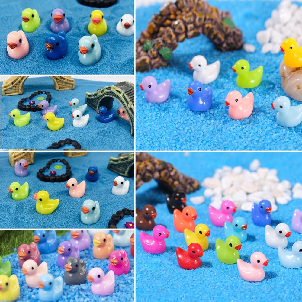 Pcxino figurines canards miniatures, coloris variés pour terrariums.