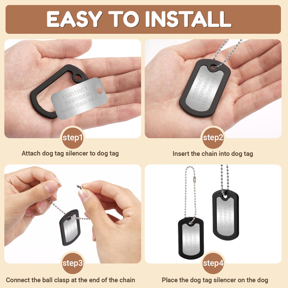 Pack 10 silenceurs plaque identite chien Peacetream, idéal pour plusieurs chiens.