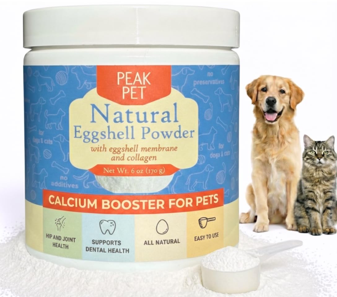 PEAK PET poudre coquilles œuf en bouteille, calcium naturel pour des os forts.