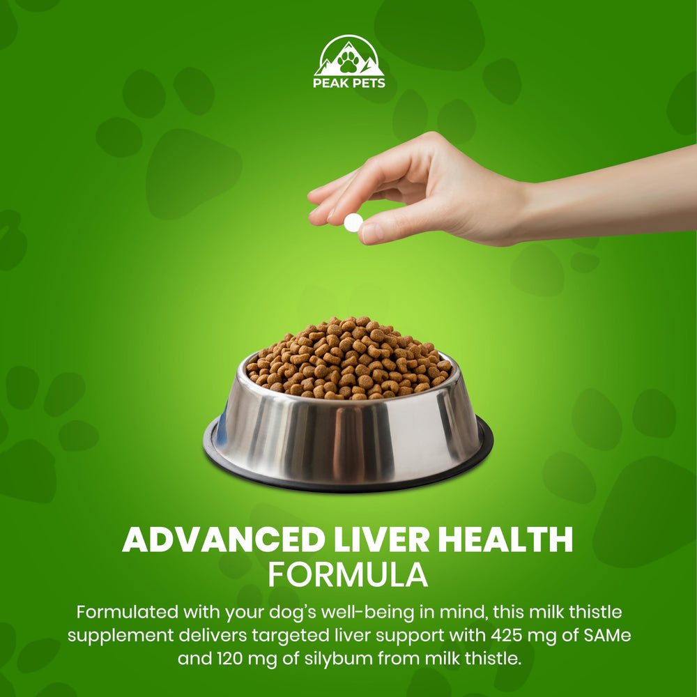 Schéma de dosage Peak Pets selon le poids du chien.