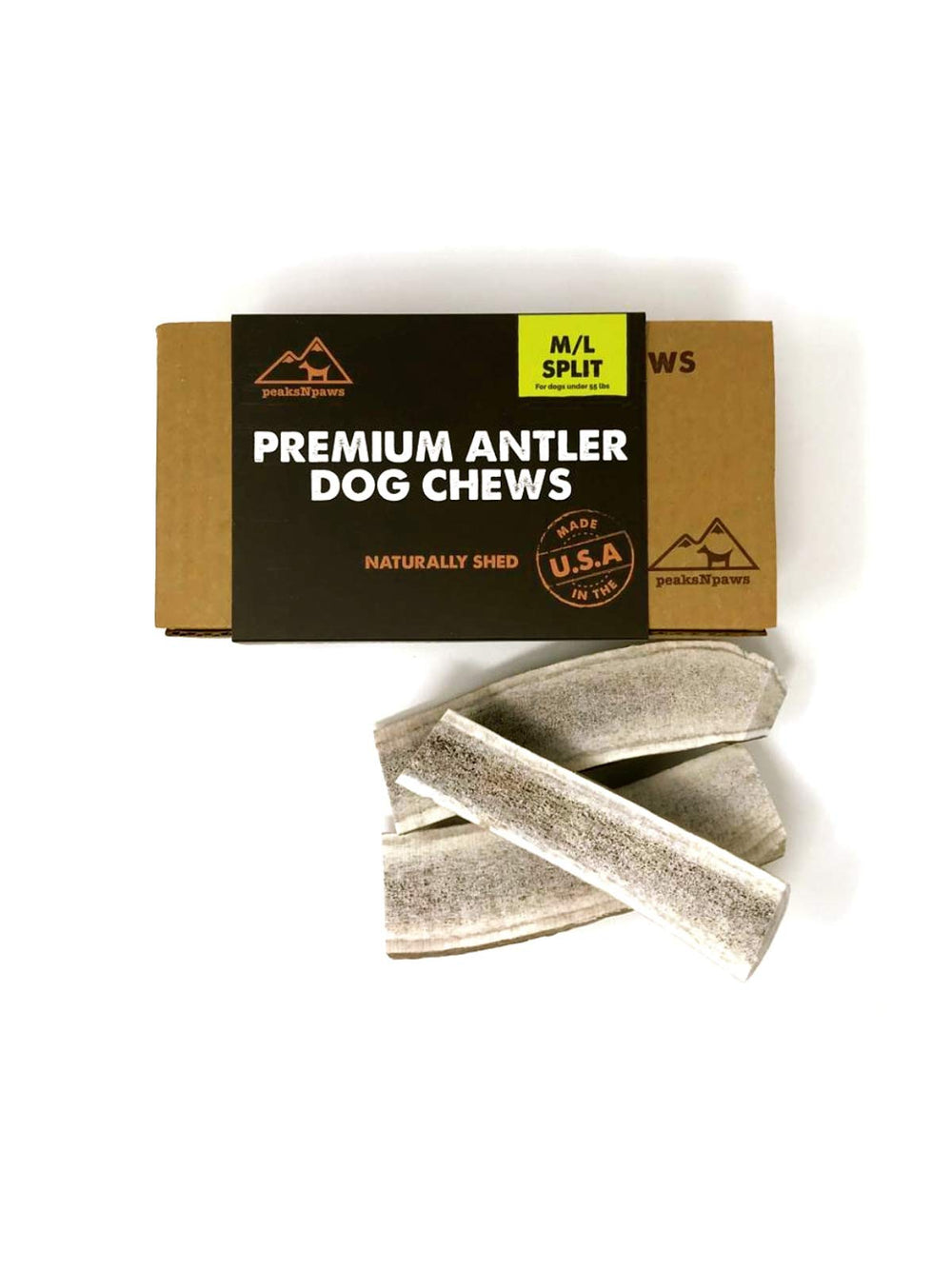 PeaksNpaws cornes-elan fendues – bouchée naturelle et durable pour chien.