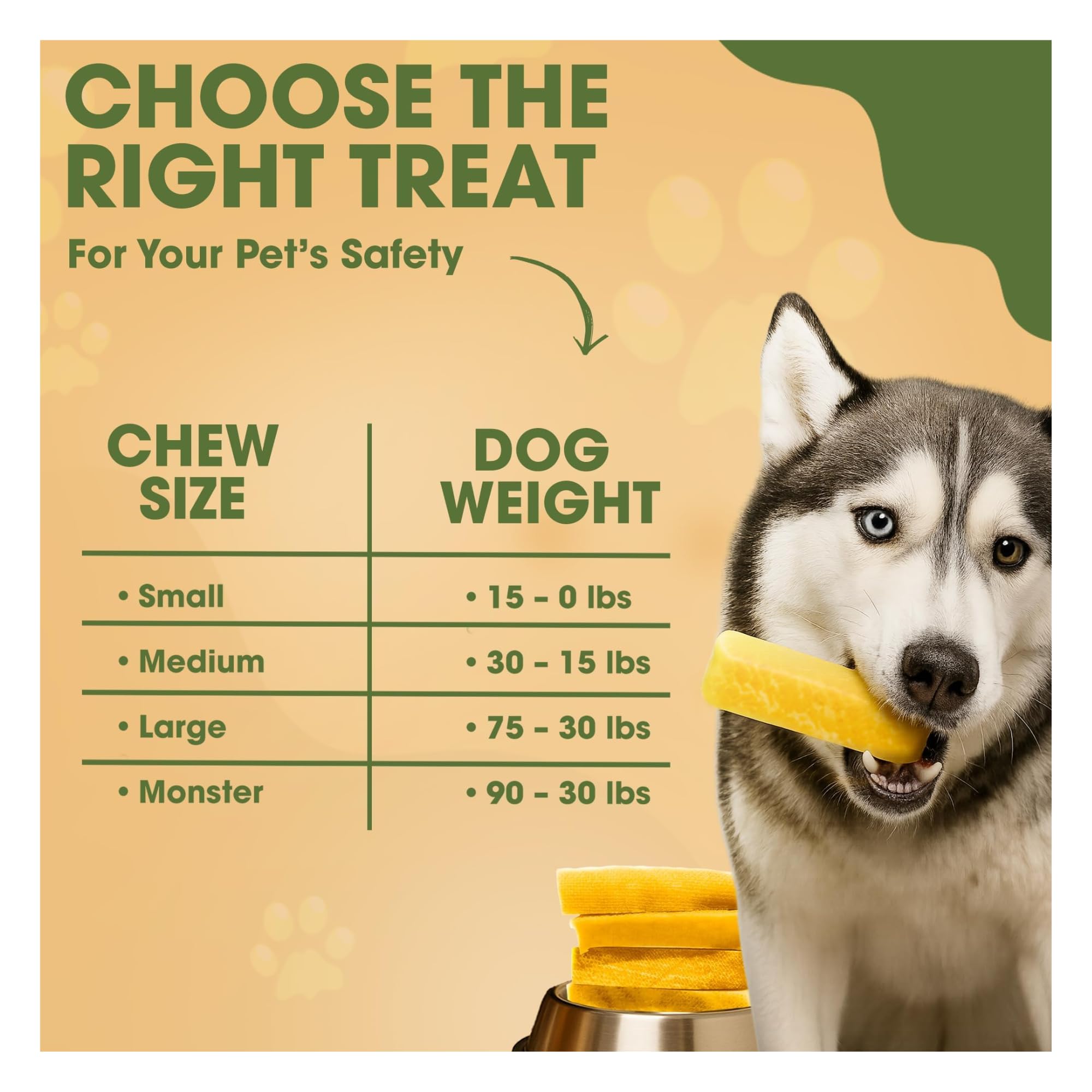PeaksNpaws fromage yak pour petits chiens, taille adaptée et facile à mâcher.