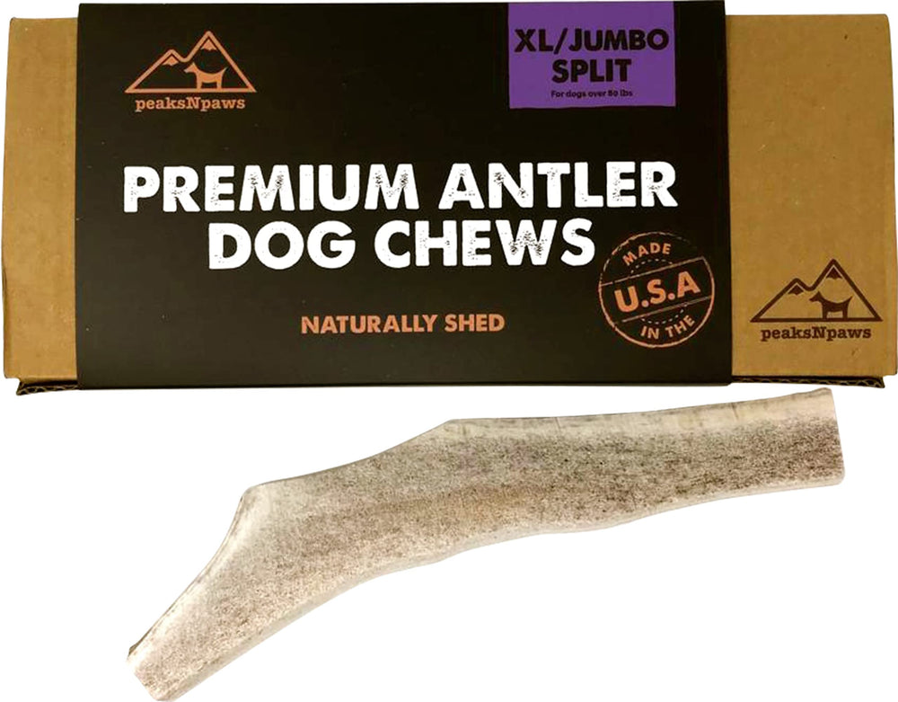 peaksNpaws ramure de cerf split XL, friandise longue durée pour chien et nettoyage des dents