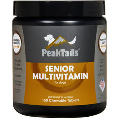 PeakTails Senior Multivitamin – comprimés savoureux soutenant la mobilité articulaire.