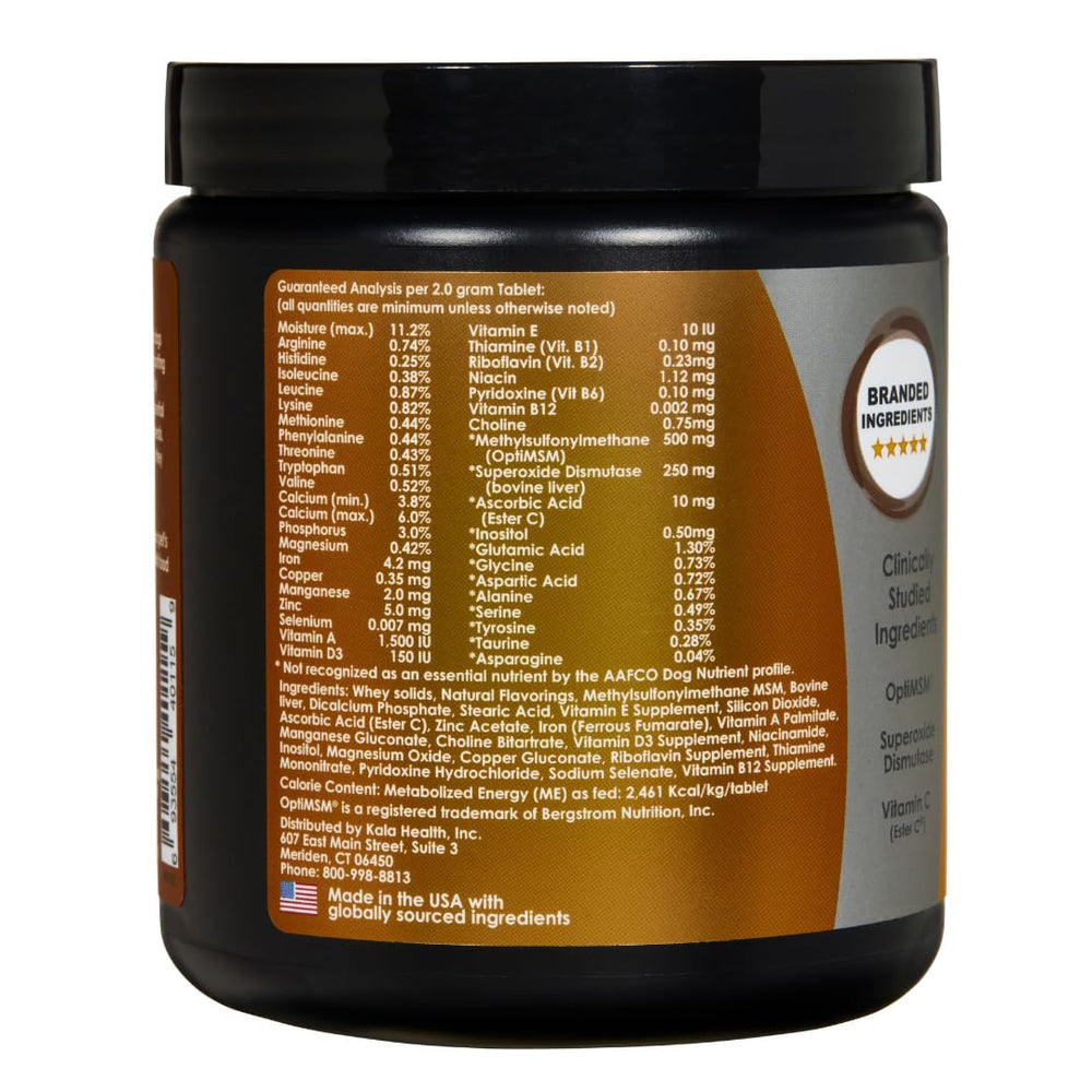 PeakTails Senior Multivitamin – tablettes au goût agréable facilitant la routine.
