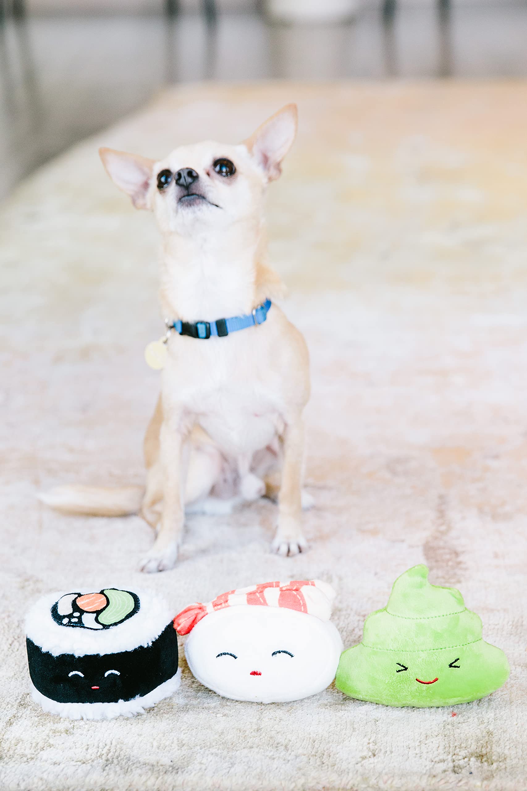 Pearhead Sushi peluche nigiri crevette : douceur pour dents et gencives.