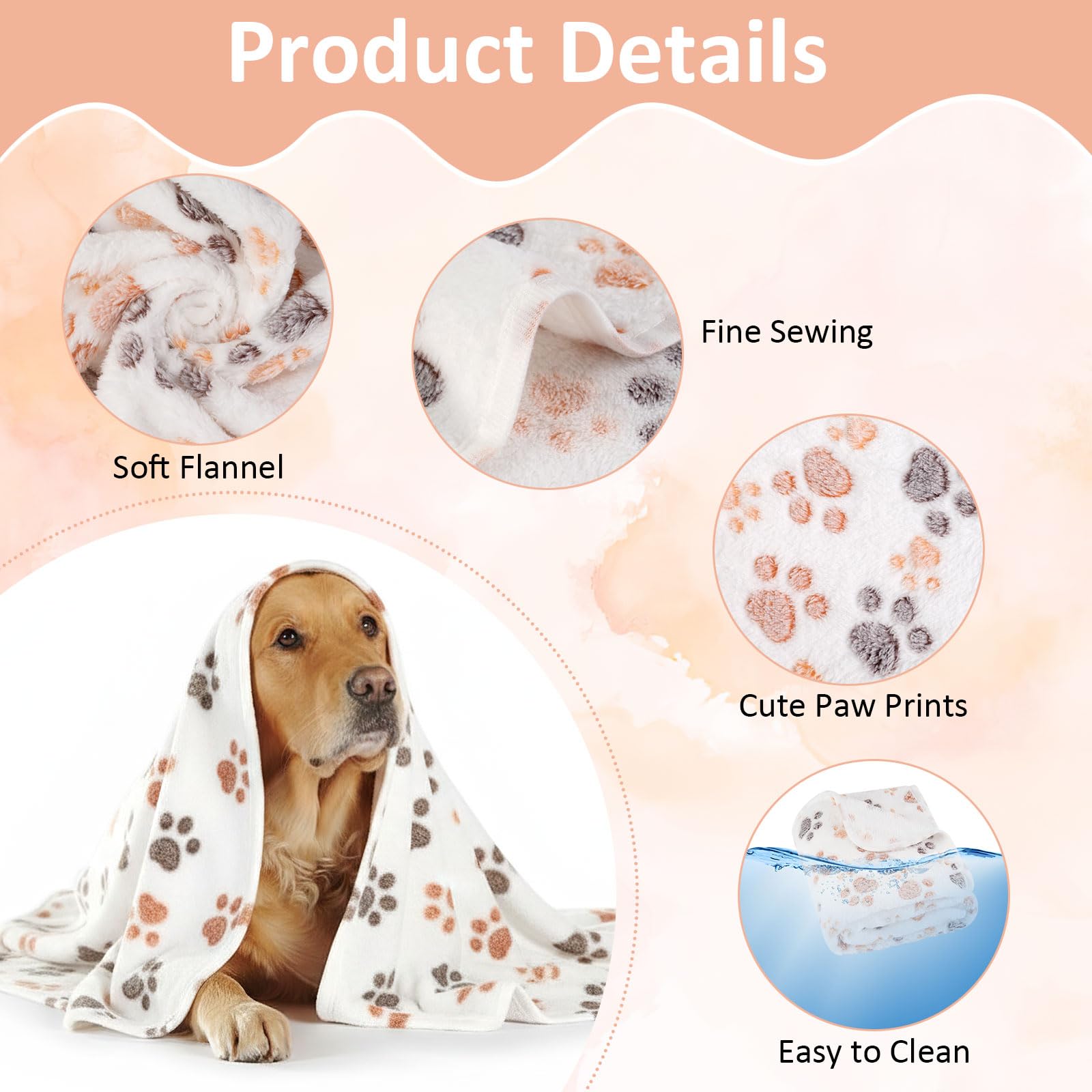 PEASUG couverture chien doux blanc 42x30 — chaleur rassurante pour le chien.