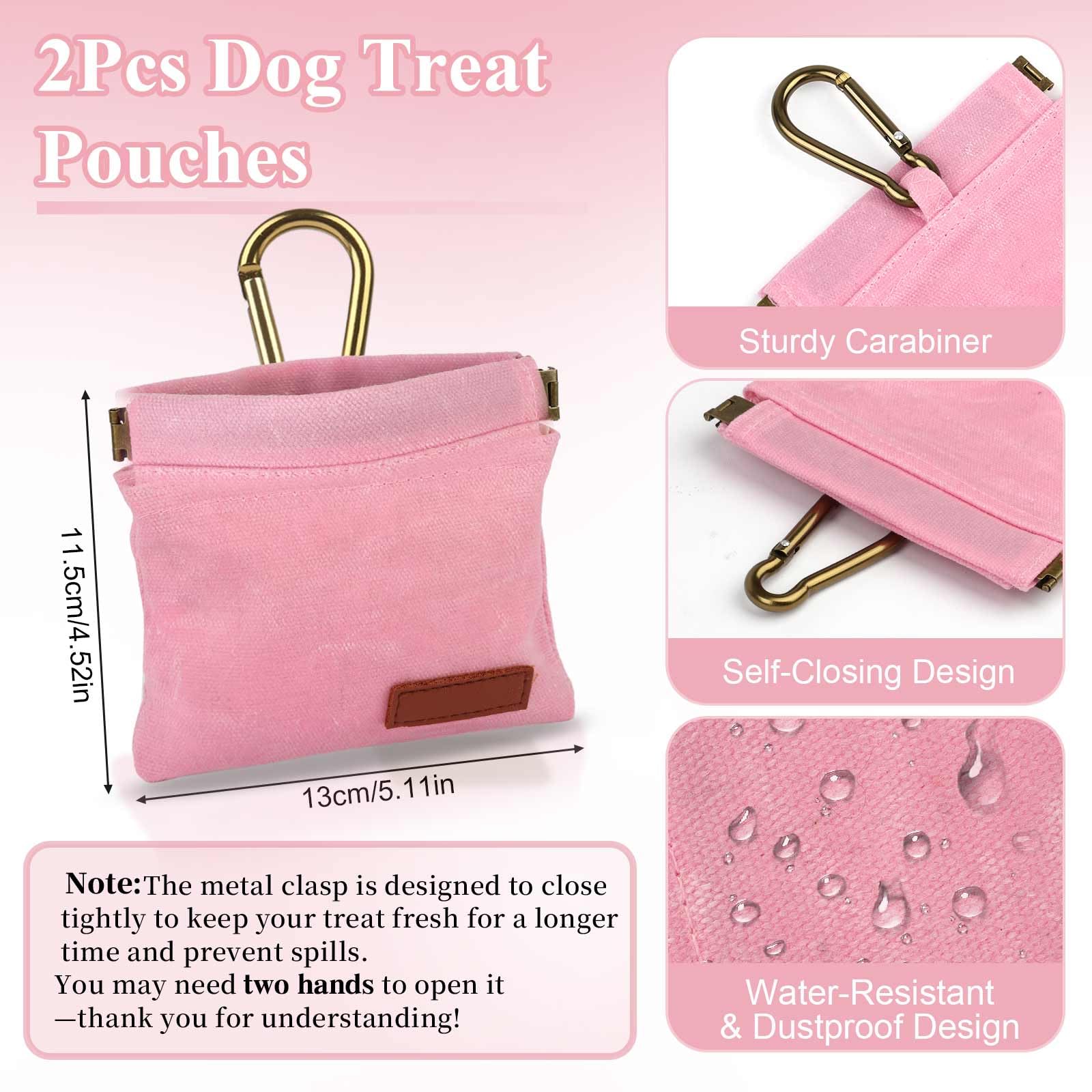 PEASUG pochettes friandises chien avec mousqueton robuste pour attacher en promenade.