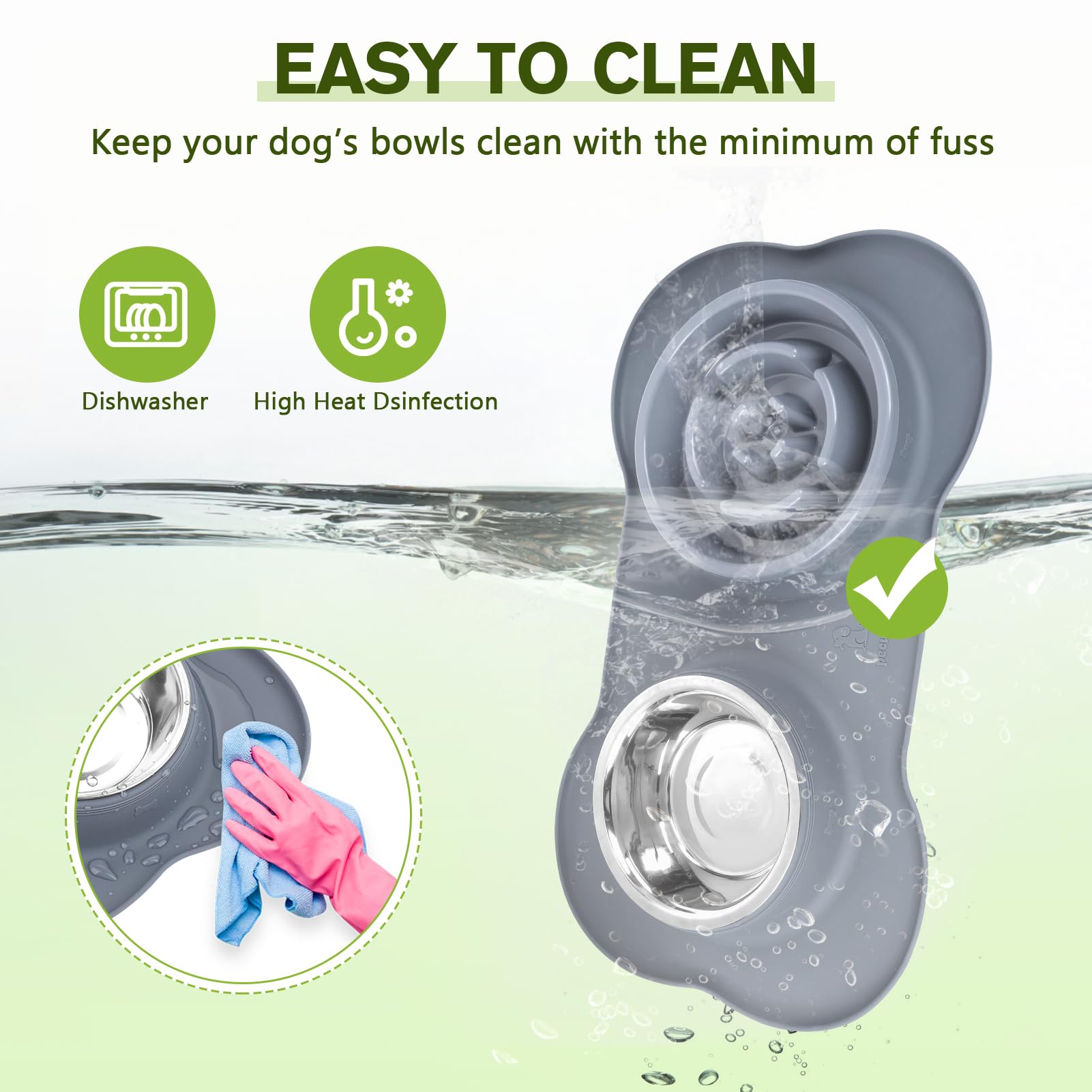 Bol double-face Pecute pour nourriture et eau, utilisation simple.