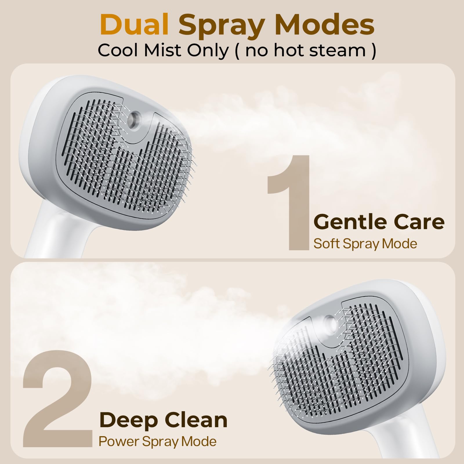 Pecute brosse chat steam, dents inox angle 140°, démêle sans tirer.