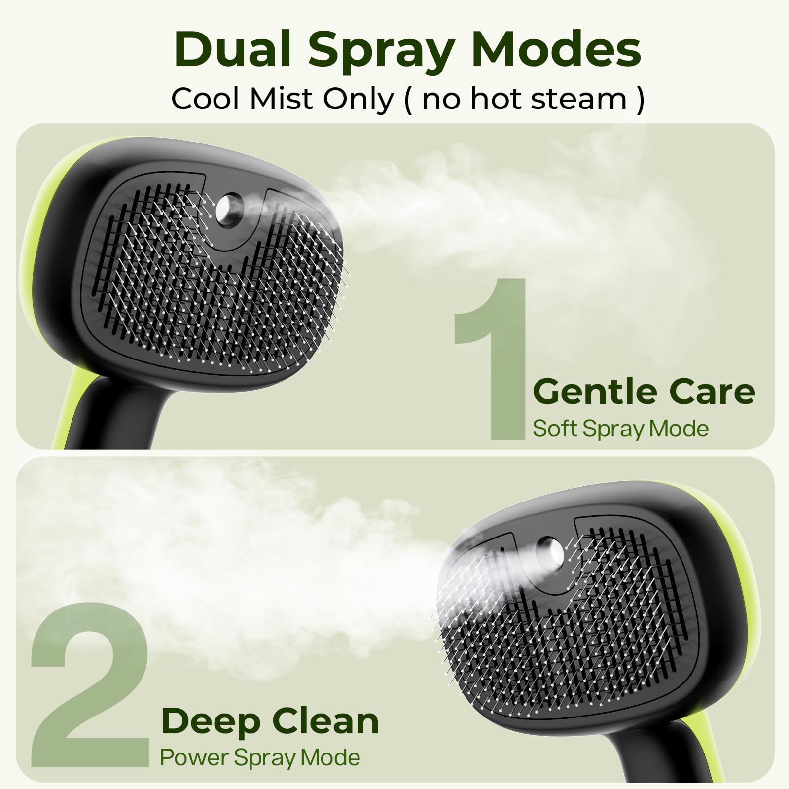 Brosse vapeur Pecute mode brume douce pour l’usage quotidien.