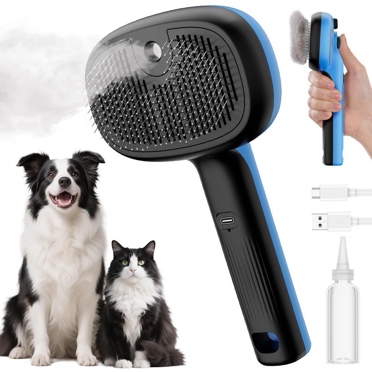 Pecute brosse vapeur chat mode pulvérisation pour pelage propre et brillant