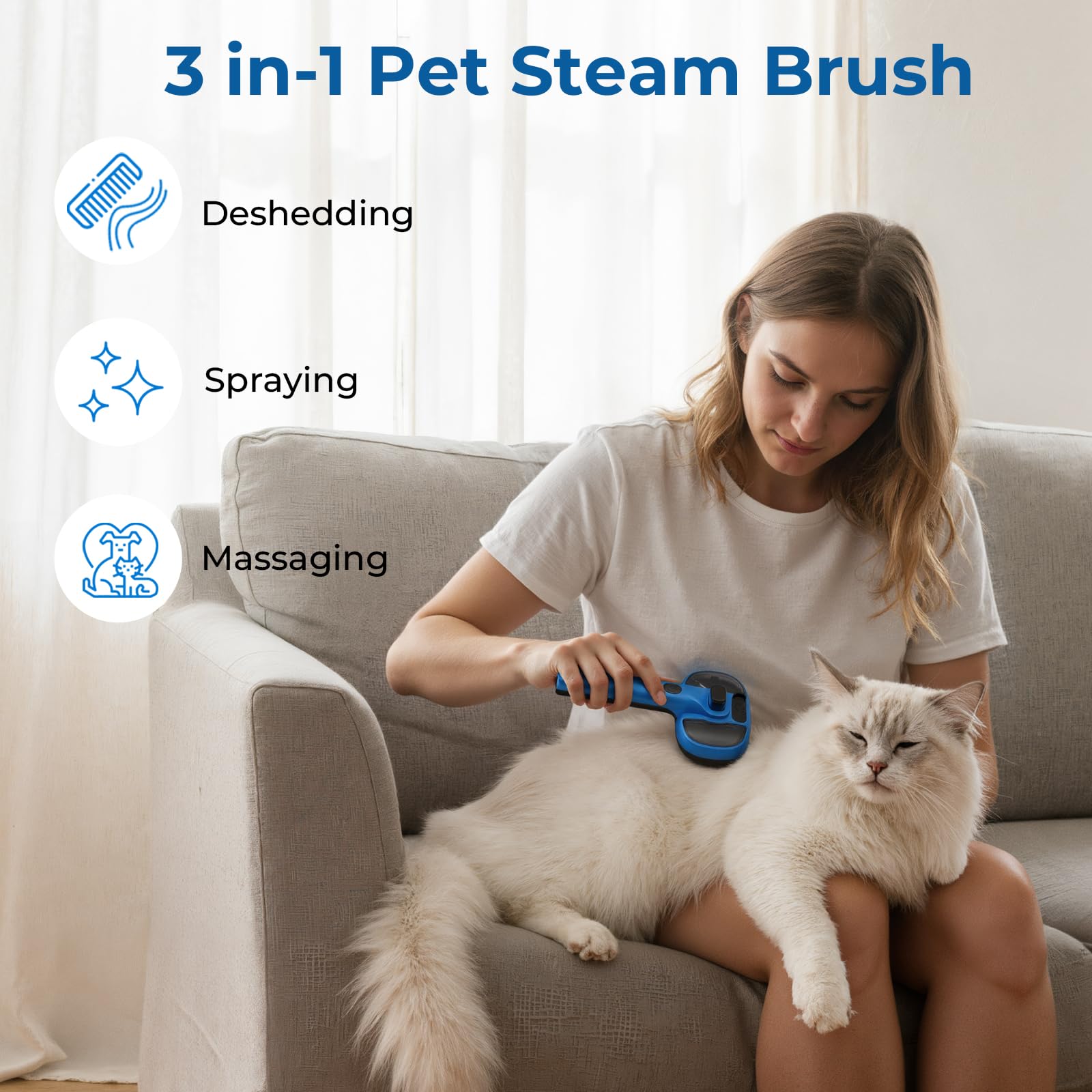 Pecute brosse vapeur chat réservoir transparent montrant grande capacité