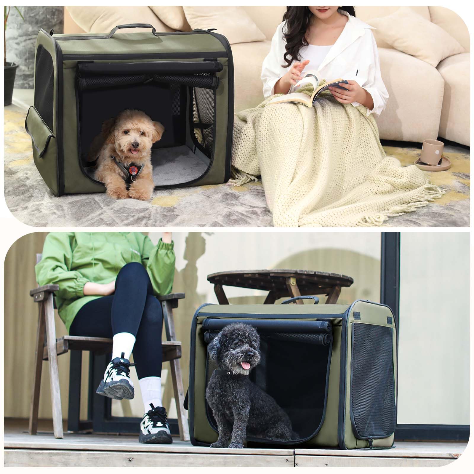 Pecute cage chien dimensions 61x45x52 cm, convient aux petits chiens.