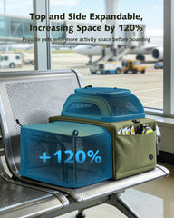 Pecute transporteur mesh respirant avec quatre fenêtres pour ventilation.