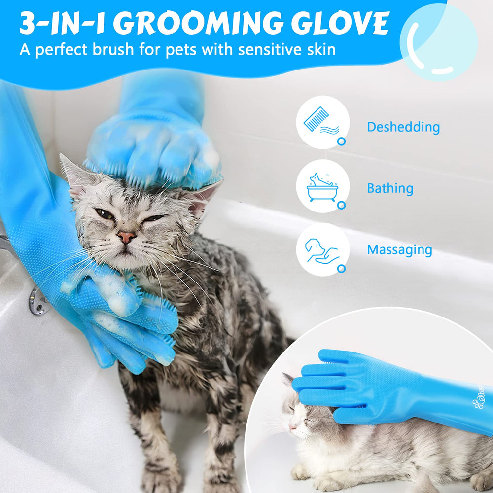 Têtes-brosse en silicone doux sur les gants Pecute pour démêler les poils
