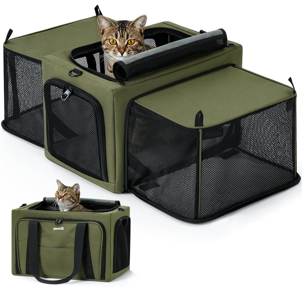 Pecute porte-chat double-espace, pratique pour voyager avec votre animal.