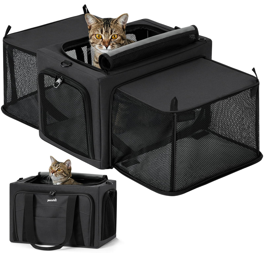 Pecute porte-chat extensible avec cadre en acier 5mm pour stabilité.