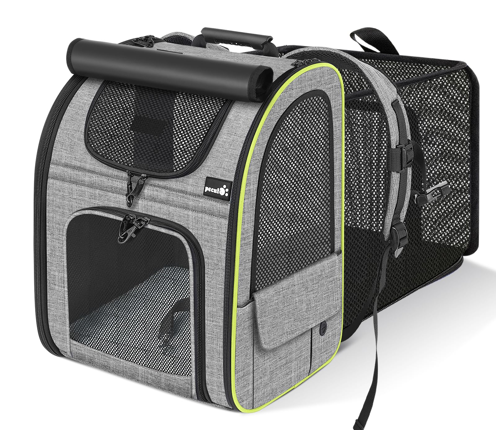 Pecute porte-chat extensible avant, pratique et sûr.